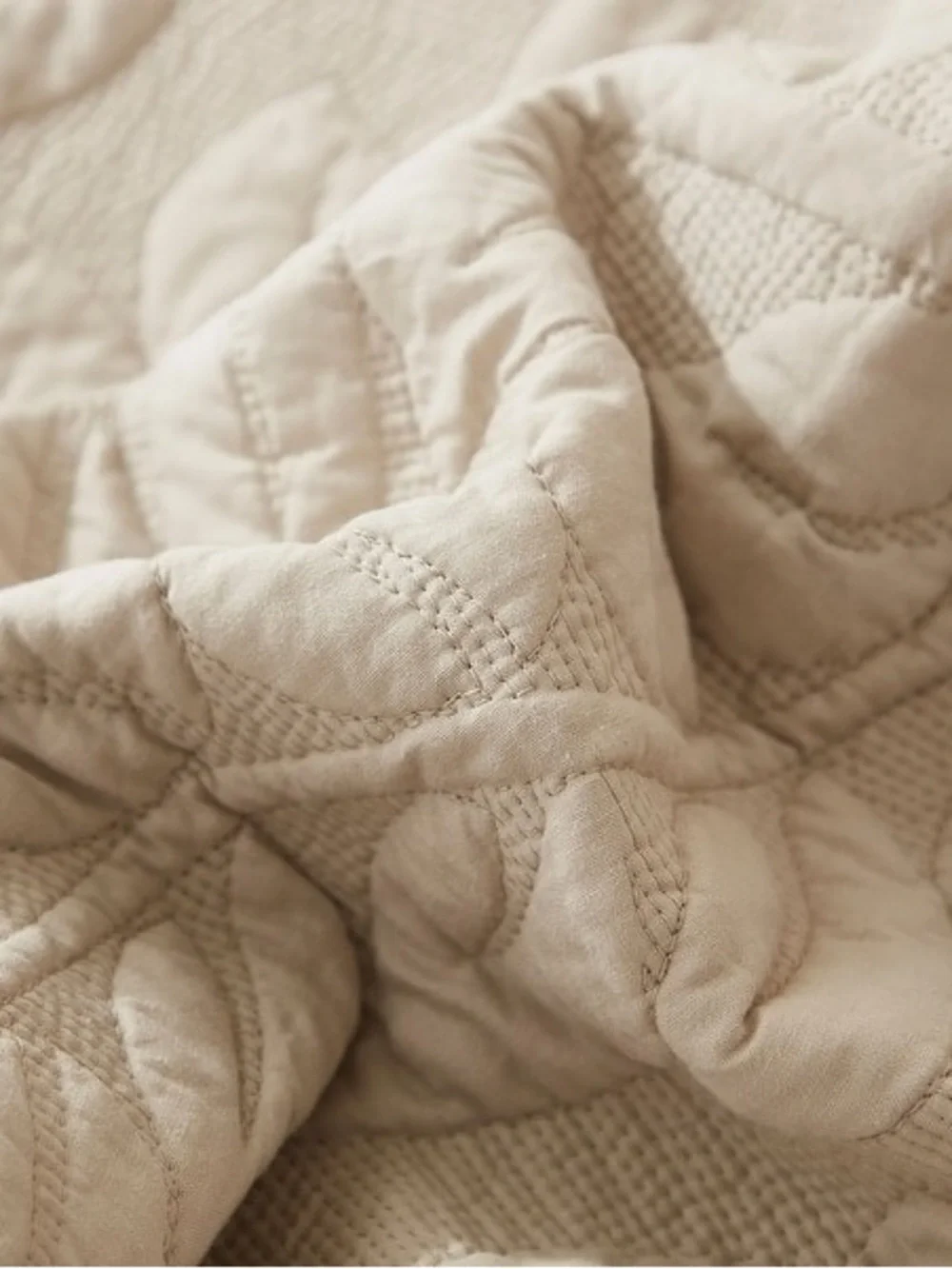 MarCielo 3 Piece Cotton Oversized Bedspread Quilt Set Tmonica - Natural Beige